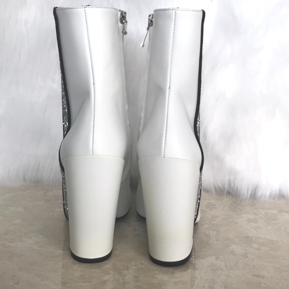 AMIRI White Leather Glitter Bowie Boots - Picture 5 of 8